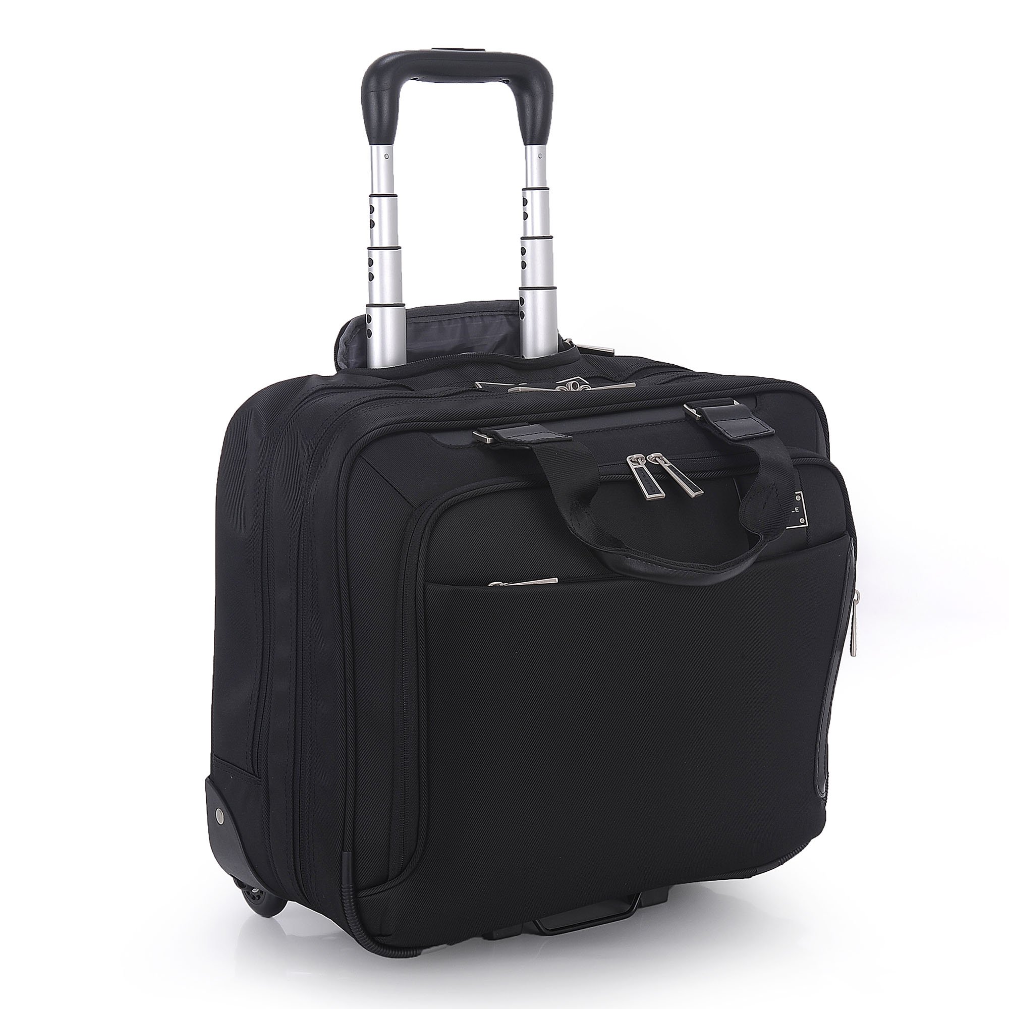 EcoTrend ETEX-RC15 Executive Rolling Laptop Briefcase - 15.6 Inch Business Travel Carry-On with Wheels, Durable Black Trolley Case for Office Professionals & Airplane Commuters
