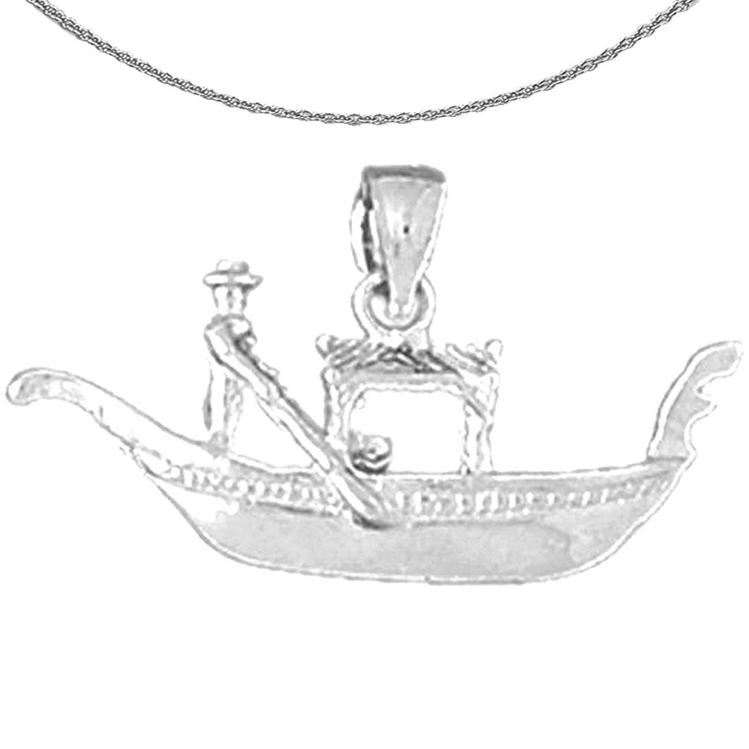 3D Gondola Necklace - Rhodium Plated 925 Sterling Silver Pendant with 18