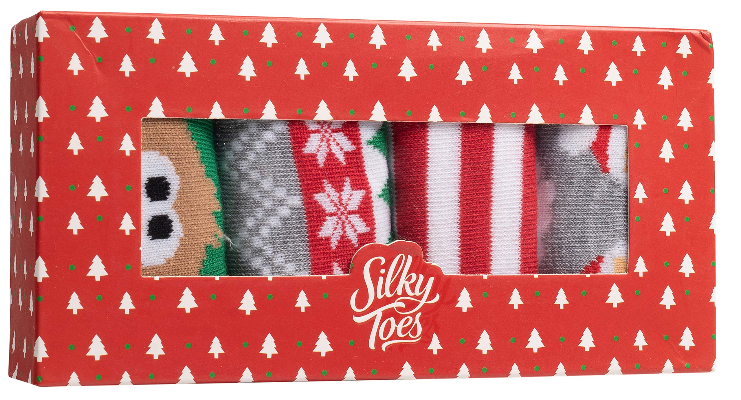 Silky Toes Women's Christmas Ankle Socks 4-Pack - Holiday Gift Set with Gift Box - Cozy Festive Socks for Stocking Stuffers, Secret Santa & Christmas Party Favors