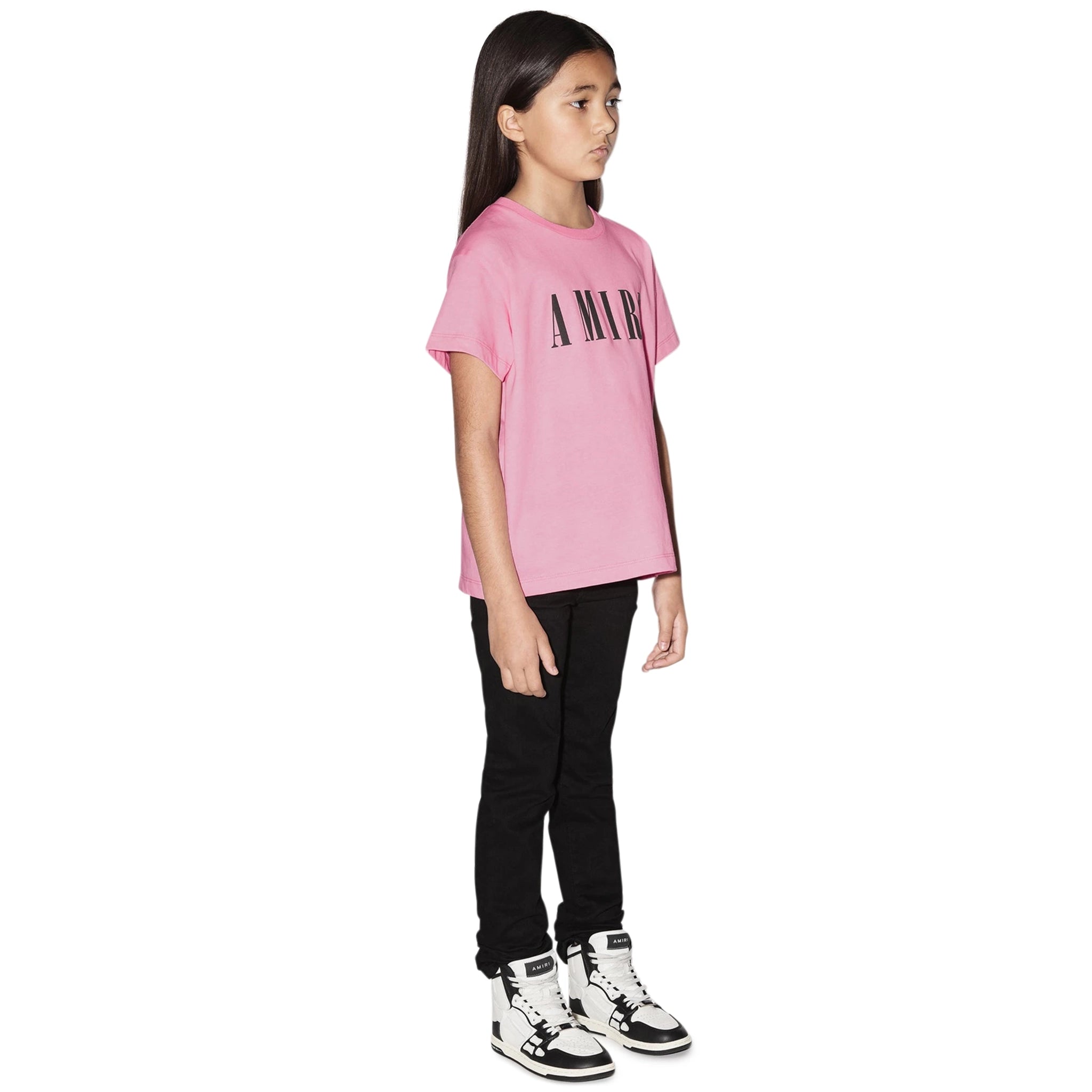 Amiri Kids 'Amiri' Baby Pink Cotton T-Shirt for Boys & Girls - Soft & Comfortable Casual Wear for Everyday Outfits & Family Photos