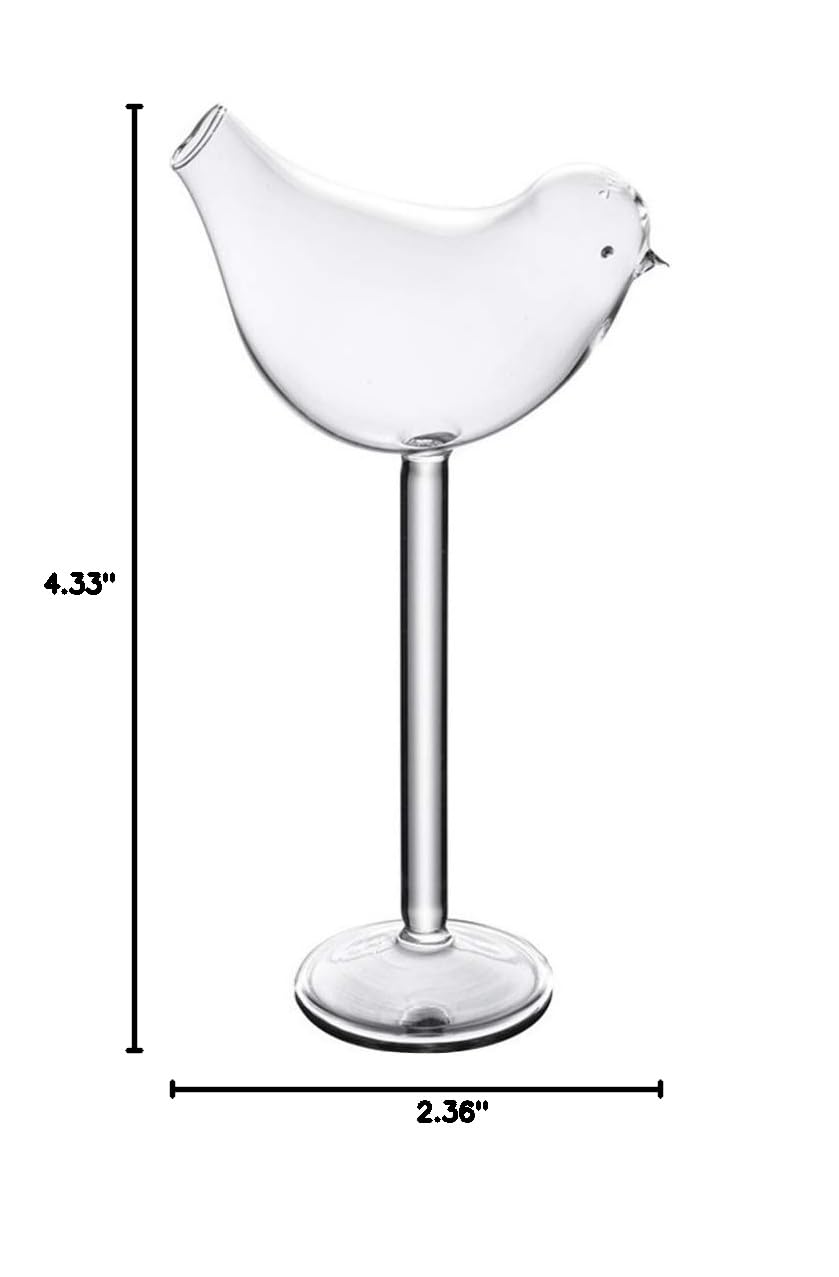 Elegant Bird-Shaped Cocktail Glass Goblet - Decorative Champagne & Red Wine Glass Cup for Home Bar, Restaurant, Party & Wedding Decor