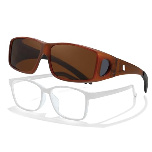 A25 Gradient Brown Frame Polarized Brown Lens Wrap Around Sunglasses