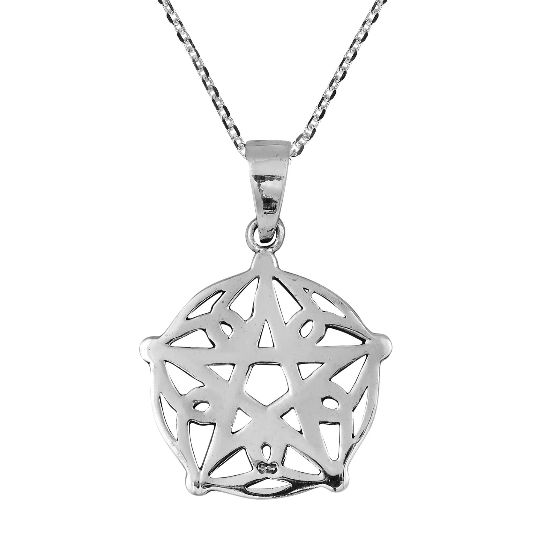 AeraVida Gothic Pentagram of Brisingamen .925 Sterling Silver Pendant Necklace - Witchy Jewelry for Women, Pagan Necklace, Wiccan Jewelry, 18 Inch Chain - Perfect for Rituals, Spiritual Protection & Gothic Fashion