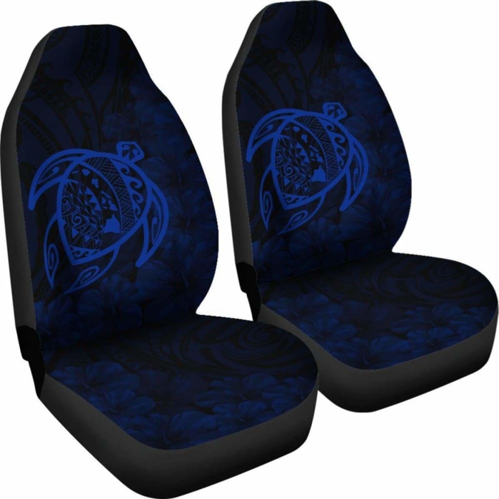 Premium Alohawaii Car Seat Covers - Hawaiian Turtle Map & Hibiscus Print Polyester Blue Car Accessories for Jeep, Truck & SUV - Waterproof & Comfortable Seat Protectors for Beach Trips & Tropical Adventures