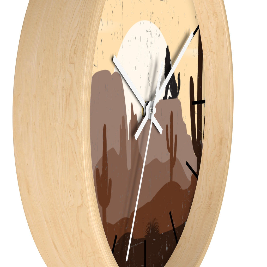 Wolf Mountain Sunrise Wall Clock - Silent Non-Ticking Battery Operated Round Clock for Living Room, Bedroom, Office & Home Decor