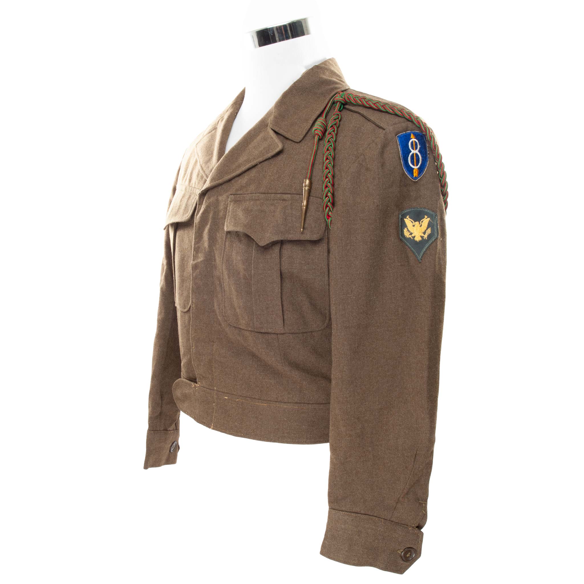 Vintage US Army Officer Dress Ike Wool OD Jacket with Patch - Korean War Era 1950s - Size 38L - Military Uniform for Reenactment, Collecting & Vintage Fashion
