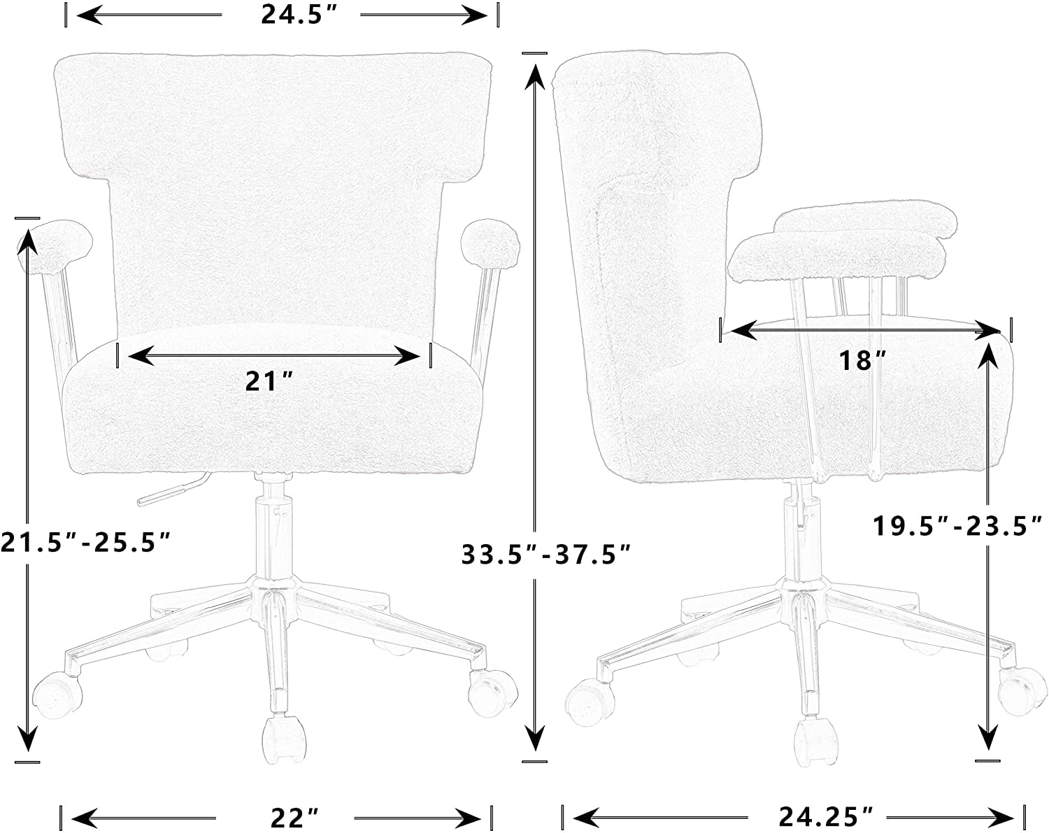 Goujxcy Modern Velvet Upholstered Office Chair - Adjustable Height Cute Pink Armchair for Home, Bedroom, Study & Living Room | Perfect for Work from Home, Gaming & Vanity Desk