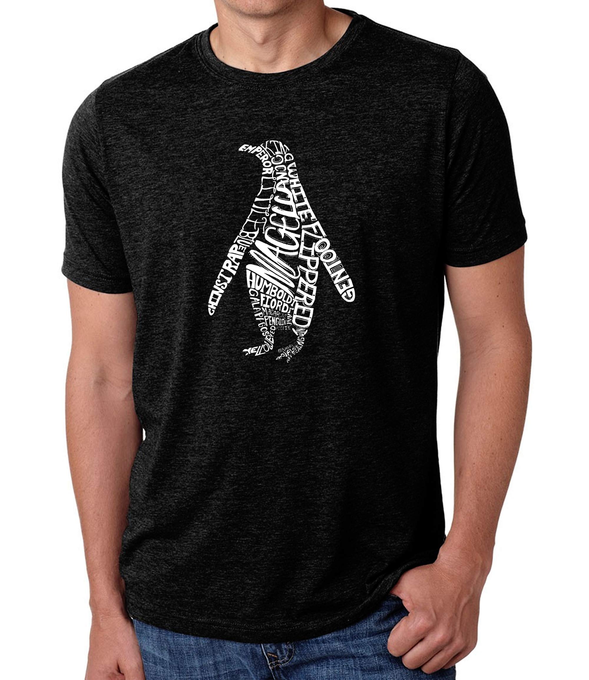 LA POP ART Men's Premium Blend Word Art T-Shirt - Penguin Graphic Tee | Soft Cotton Comfort Fit | Casual Streetwear for Everyday Wear | Perfect for Outings, Parties & Gifts
