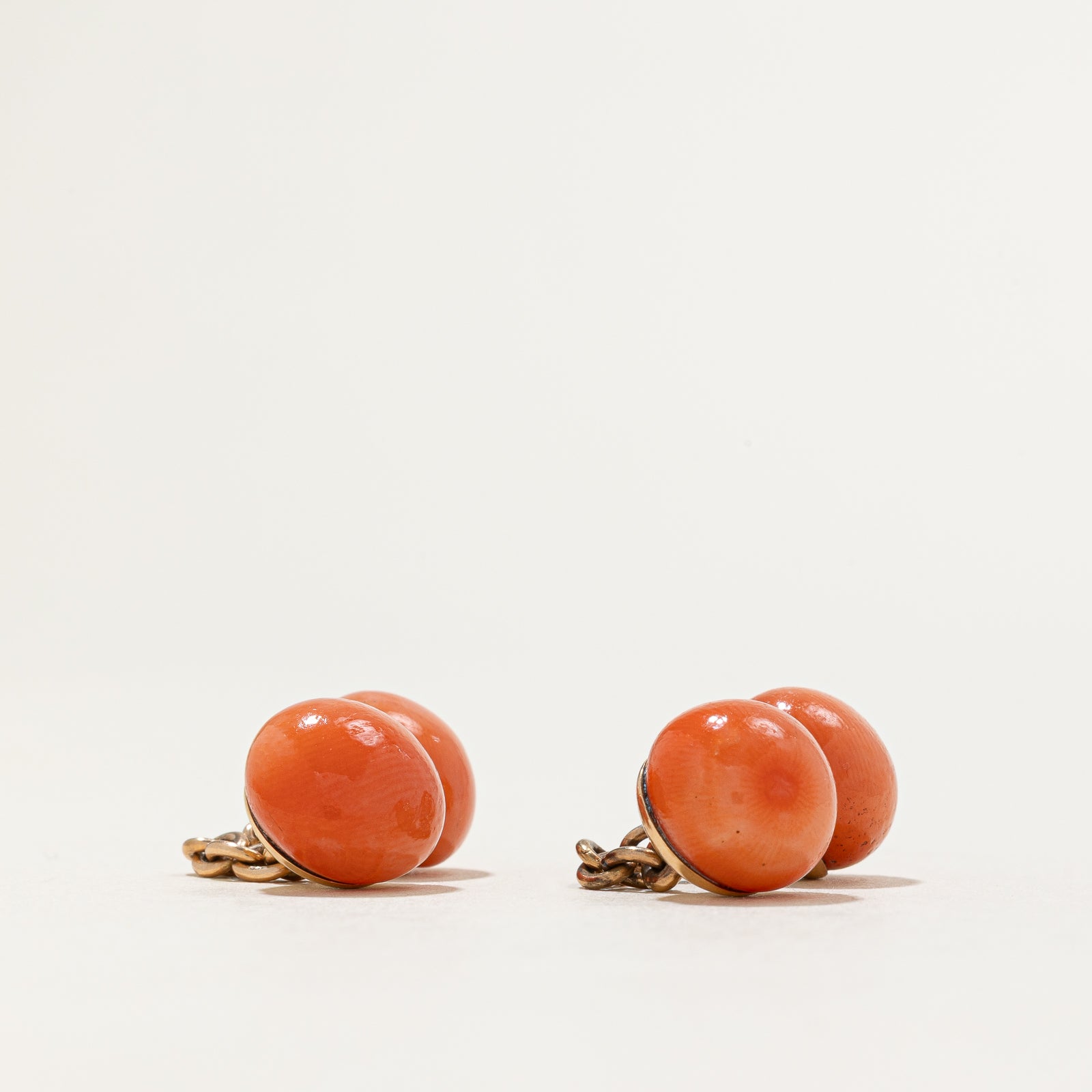 Victorian Style Solitaire Coral Cufflinks Set - 34.00 Carat Total Weight | Elegant Dress Shirt Accessories for Weddings & Formal Events