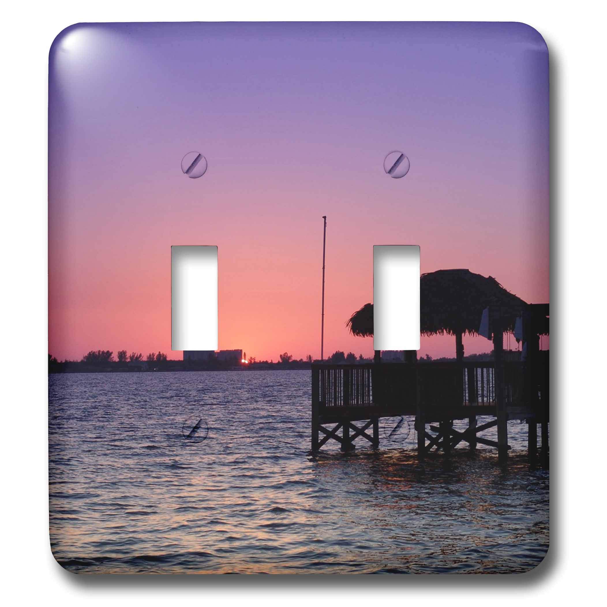 3dRose LLC lsp_14554_2 Purple Ends The Day Double Toggle Switch - Decorative Light Switch Cover for Bedroom, Living Room & Office