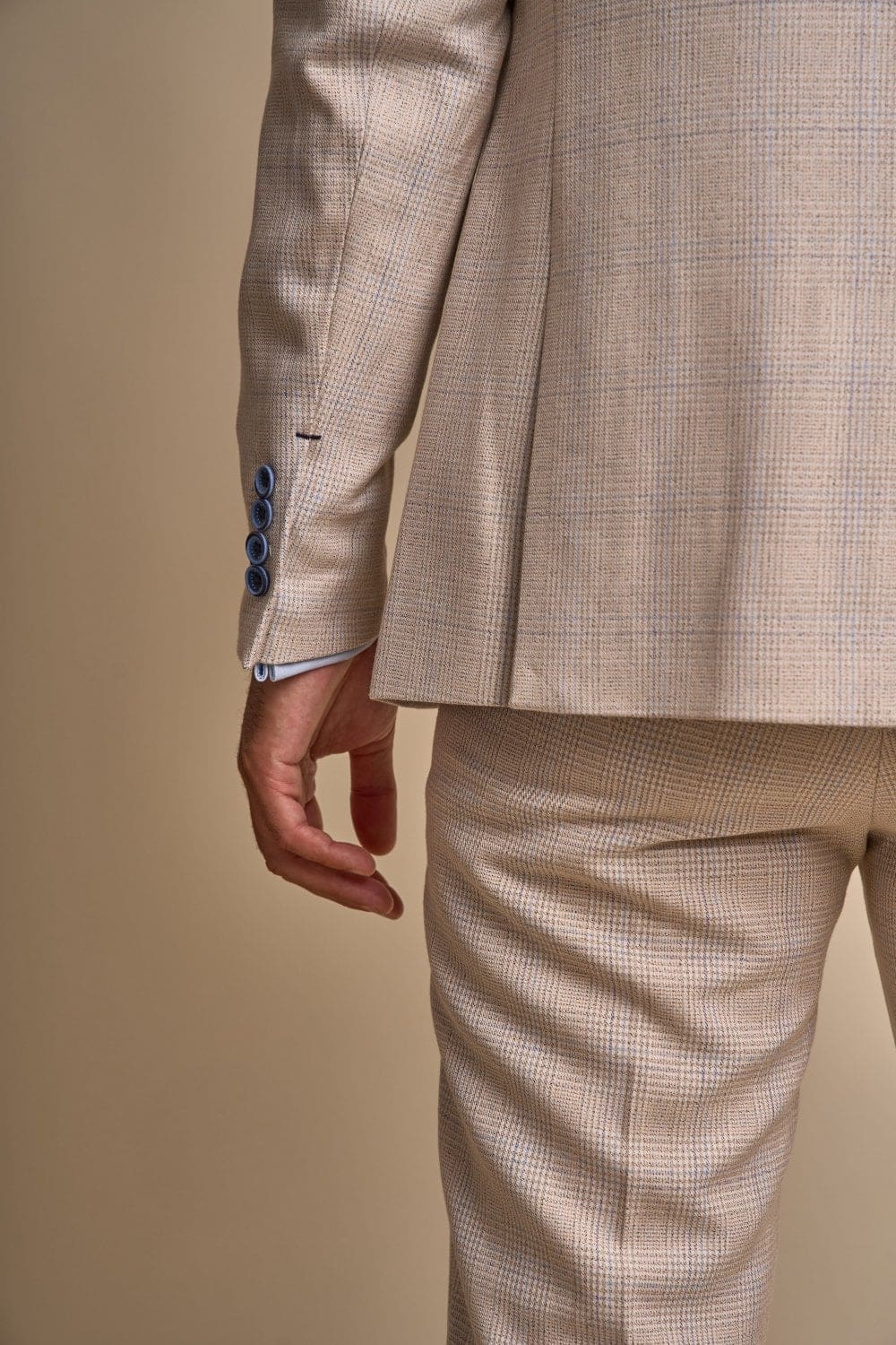 Cavani Caridi Men's Slim Fit Tweed Check Blazer in Beige | Formal & Business Attire | Perfect for Weddings, Office & Special Occasions