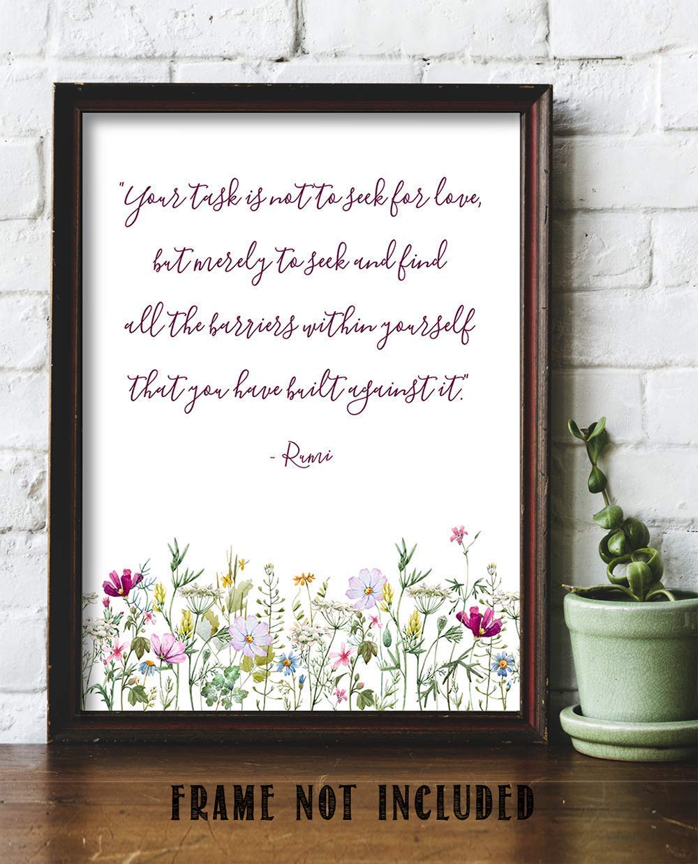 TJ Originals - Motivational Wall Art with Rumi Quotes for Home & Office Decor (11x14 Unframed)