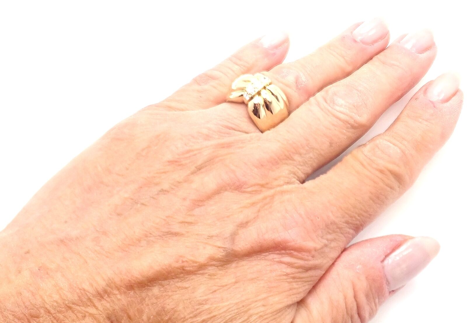 Authentic Van Cleef & Arpels 18k Yellow Gold Diamond Bow Ring - Luxury Jewelry for Women, Perfect for Weddings, Anniversaries & Special Occasions