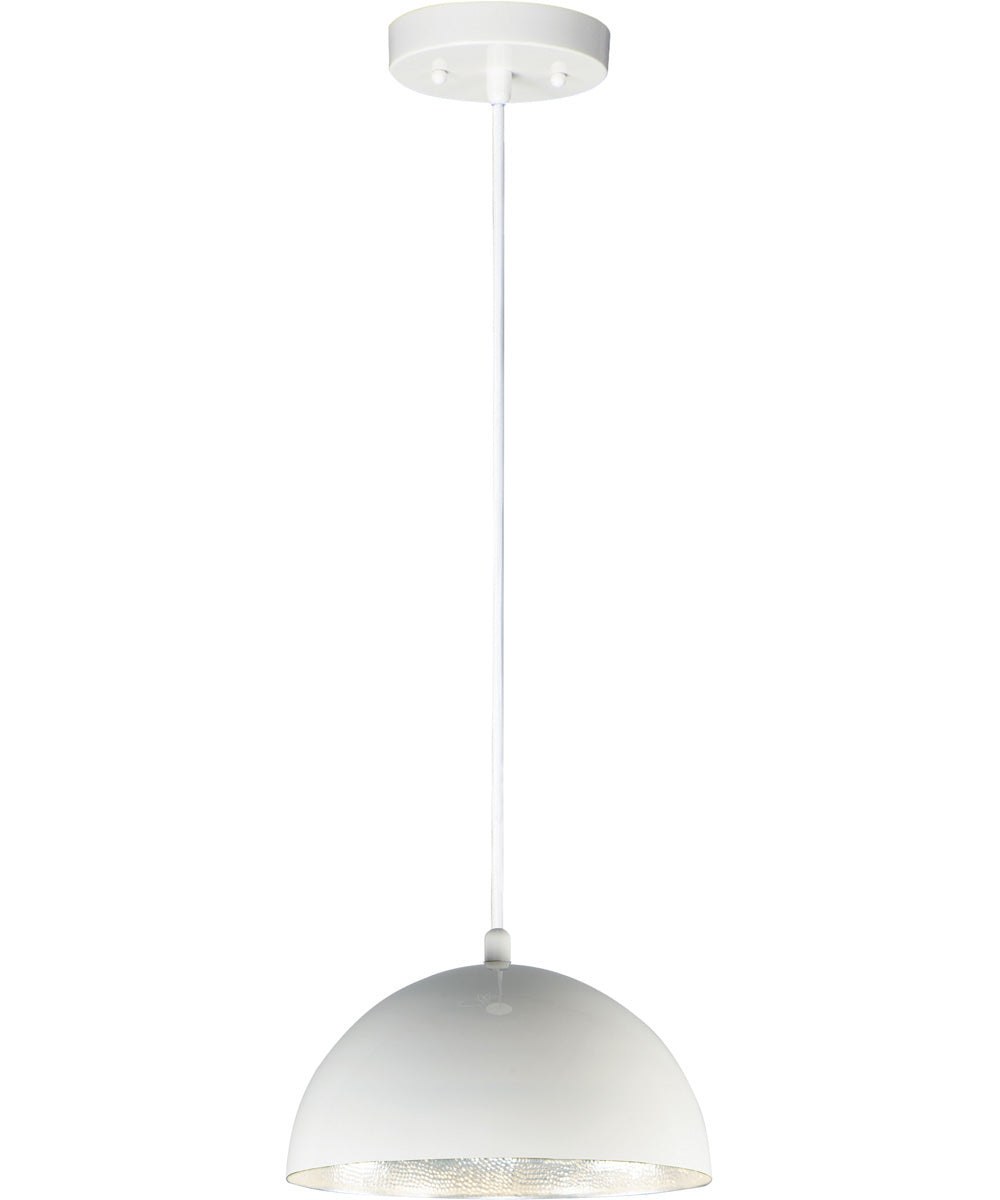 14W Hemisphere LED Pendant Light - Gloss White & Aluminum Finish - Modern Kitchen Island & Dining Room Lighting