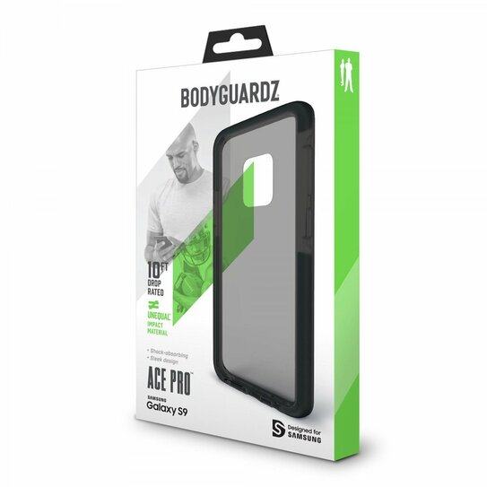 BodyGuardz Ace Pro Samsung Galaxy S9 Case - Smoke/Black | Military-Grade Protection | Slim & Durable Phone Cover for Everyday Use