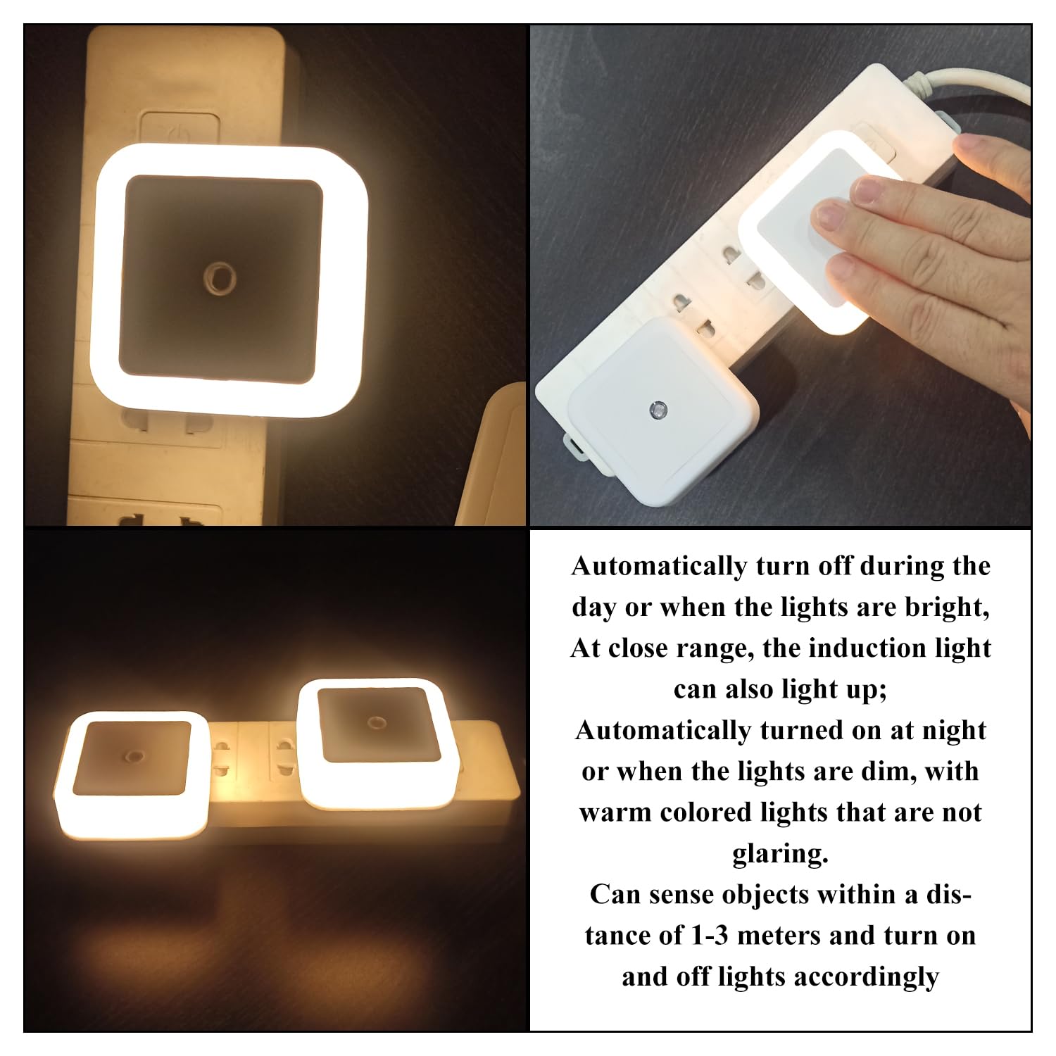 Othmro 4Pcs Plug-in LED Night Light with Auto Dusk-to-Dawn Sensor - Warm White ABS Christmas Bulb (L65×W65×H68) for Bedroom, Kitchen, Hallway - Energy Saving Bedside Lamp with EU Plug | Perfect for Nighttime Safety, Kids' Rooms & Holiday Decor