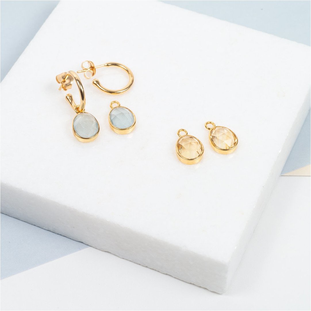 Manhattan Gold & Citrine Interchangeable Gemstone Earrings for Women - Elegant Dangle Drop Earrings for Party, Wedding & Special Occasions