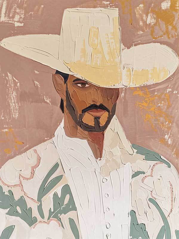 Vintage Caballero Canvas Art Print - Western Cowboy Wall Decor for Living Room, Bedroom & Office | Handmade Horse Painting