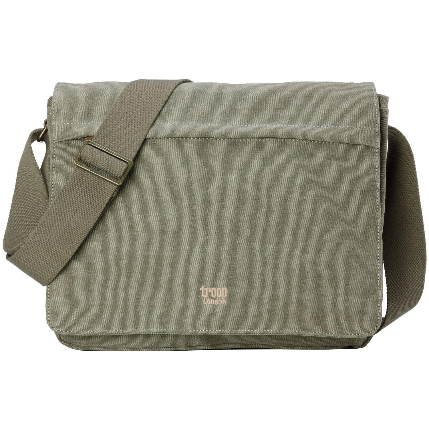TRP0240 Troop London Classic Canvas Laptop Messenger Bag 16.5 Inch - Stylish Work & College Commuter Bag for Men & Women