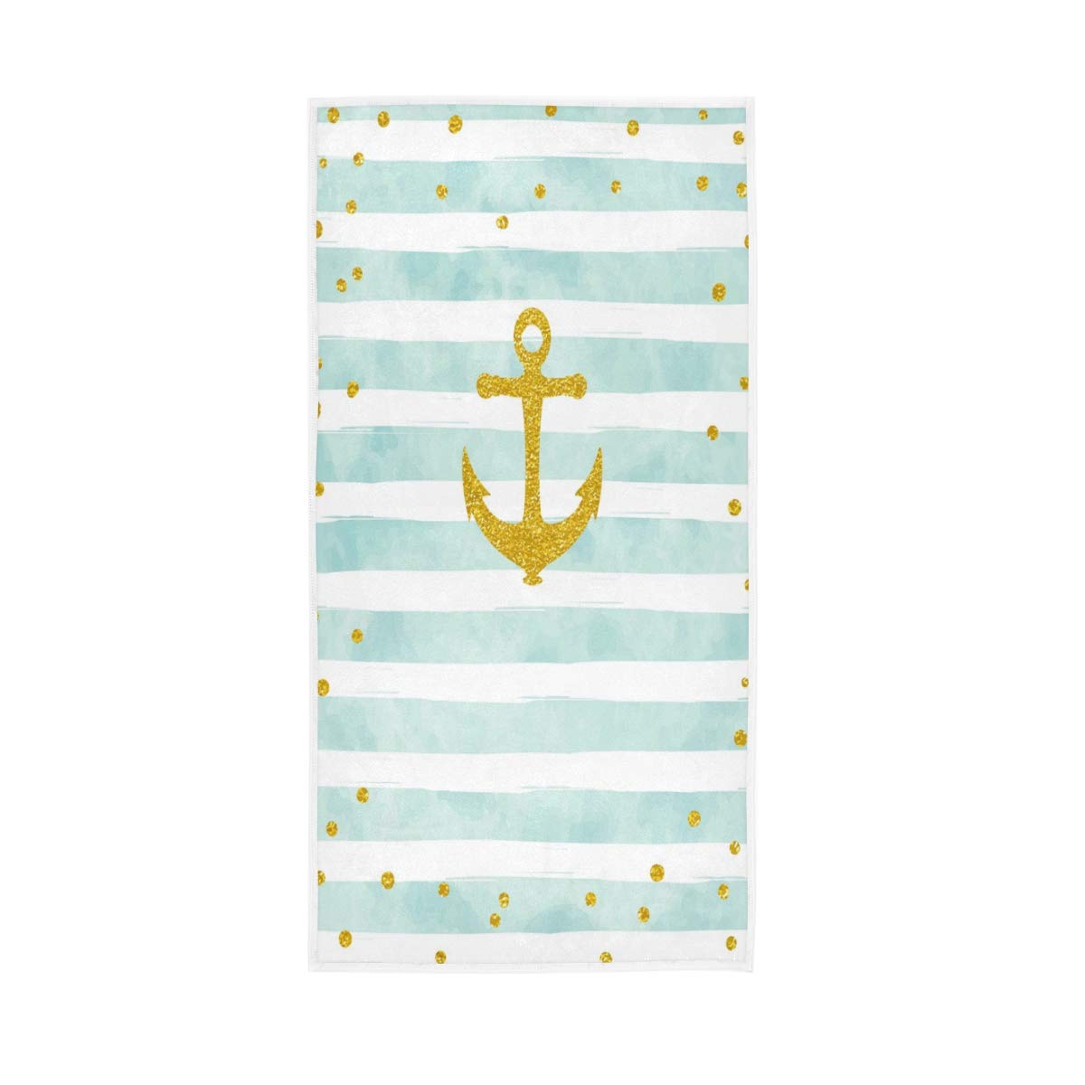 ALAZA Gold Anchor Polka Dot Striped Beach Towel - 30