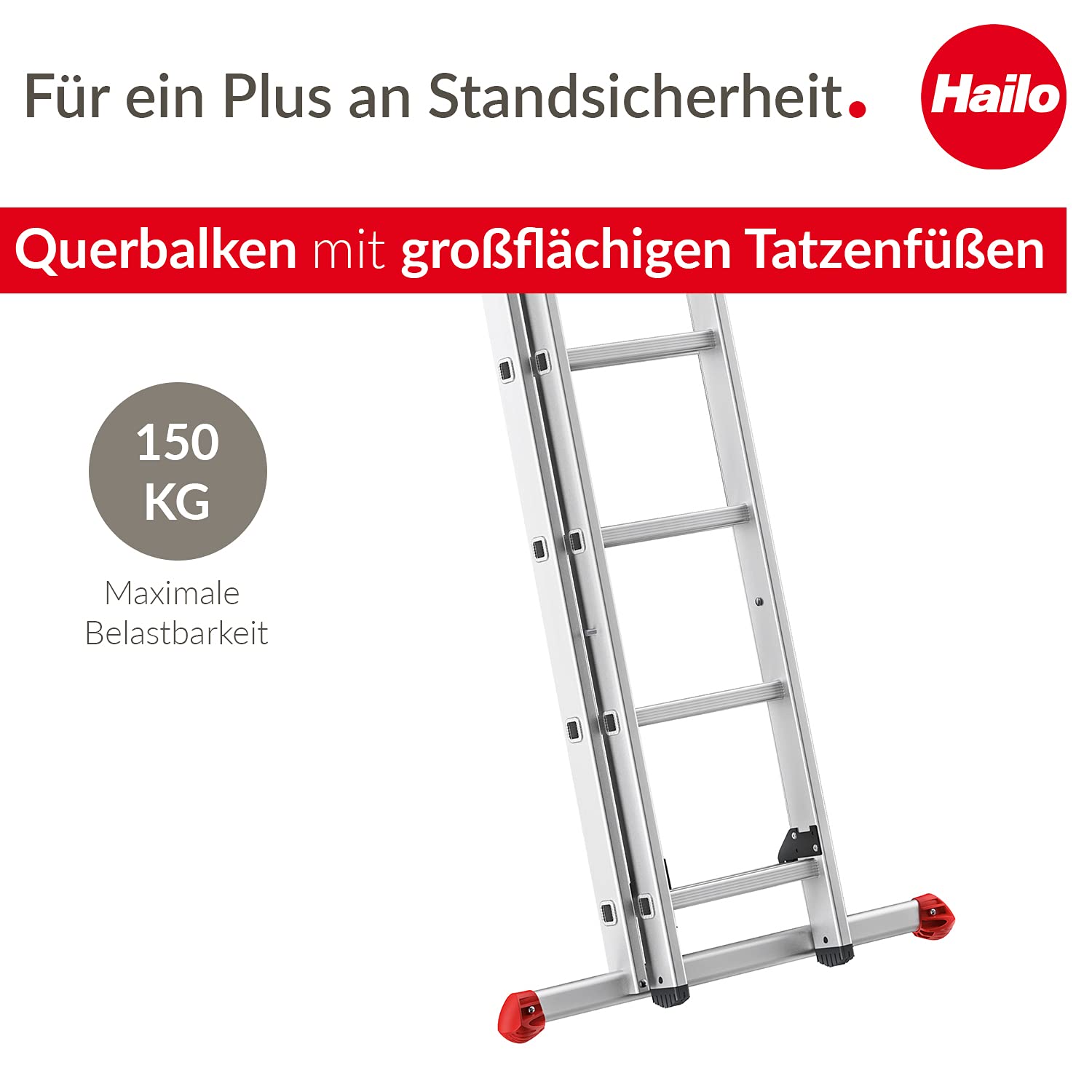 Hailo 7209-007 Aluminum Extension Ladder 2-Section Sliding ProfiStep Duo (2x9 Steps) - Perfect for Home, Construction & Roofing Work
