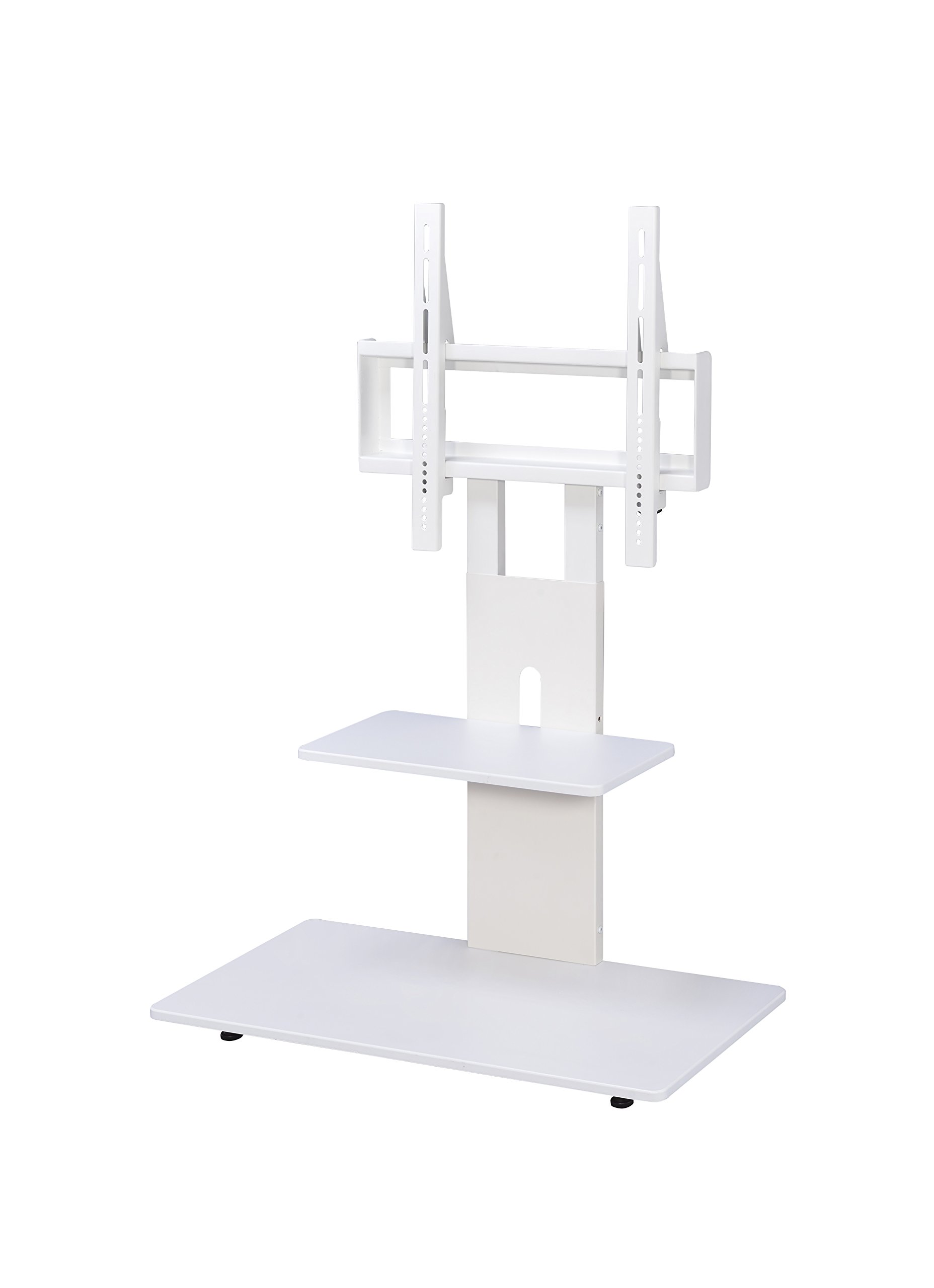 Proman Products Modern TV Stand with Adjustable Mount & 2 Shelves - Pure White TV Console for Living Room, Bedroom & Home Theater Setup