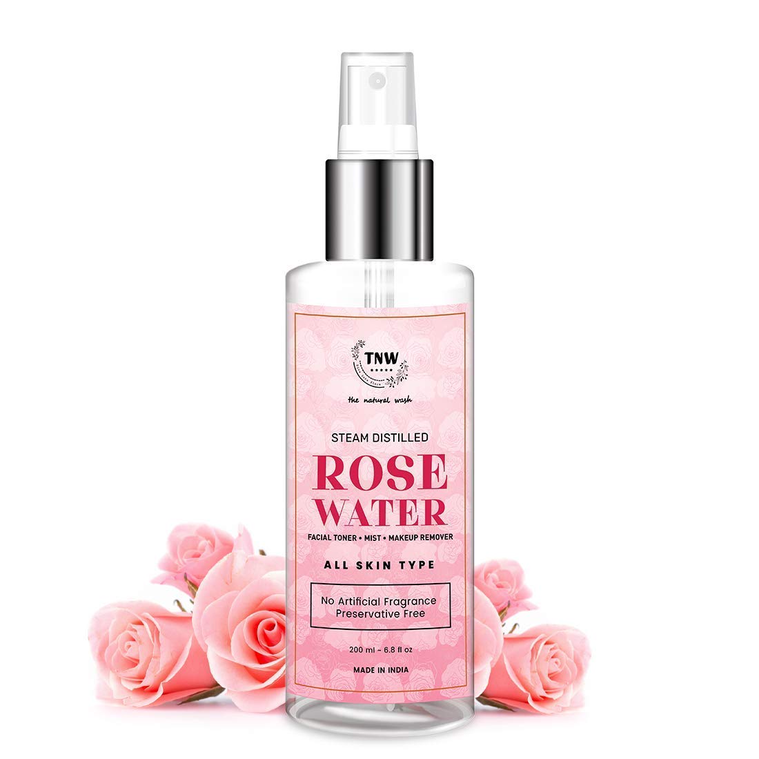 TNW THE NATURAL WASH Organic Rose Water Facial Spray - 200ml | Alcohol-Free Hydrating Face Toner & Makeup Remover for All Skin Types | Men & Women | No Artificial Fragrance | Perfect for Daily Skincare, Post-Workout Refresh & Makeup Setting