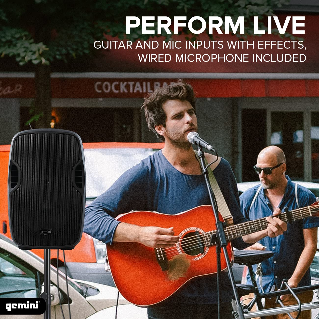 Gemini 10” 1000W Portable Bluetooth Speaker with Trolley Handle - Wireless Battery-Powered PA System with Mic/Guitar Inputs & Echo Effect for Outdoor Events, Parties, DJ Gigs, Street Performances & Music Classes | Perfect for Live Performances, Karaoke Nights & Mobile Sound Solutions