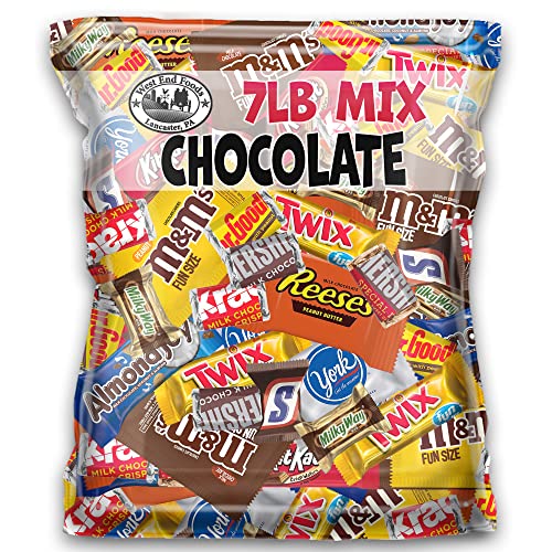 7 Pound Bulk Mini Chocolate Bars Variety Pack - Milk Chocolate Candy Mix Bundle for Parties, Gifts & Snacking