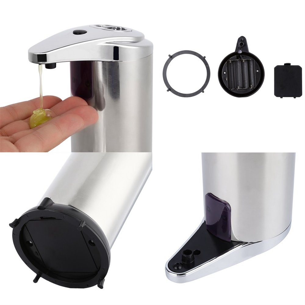 Automatic Touchless Soap Dispenser - Stainless Steel Hands-Free IR Sensor Liquid Soap Dispenser for Kitchen, Bathroom & Office Hygiene
