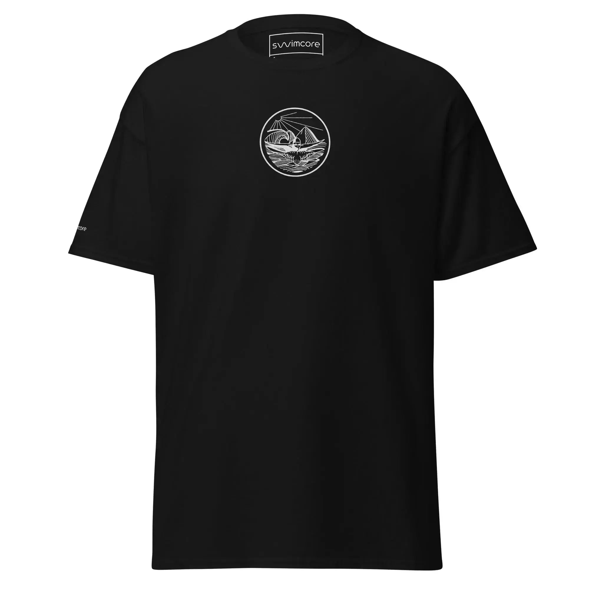 Unisex Jersey Short Sleeve T-Shirt with Mountain Swimmer Graphic - Comfortable Casual Wear for Men & Women - Perfect for Outdoor Activities, Gym, and Everyday Use
