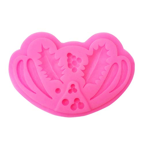 4-Piece Christmas Silicone Mold Set - Bell, Holly Leaf, Berry & Pinecone Shapes for Fondant, Chocolate, Polymer Clay - Cake Decorating Tools for Cupcakes, Candy Making & DIY Crafts (Pink) | Perfect for Holiday Baking, Gift Making & Festive Dessert Decorations
