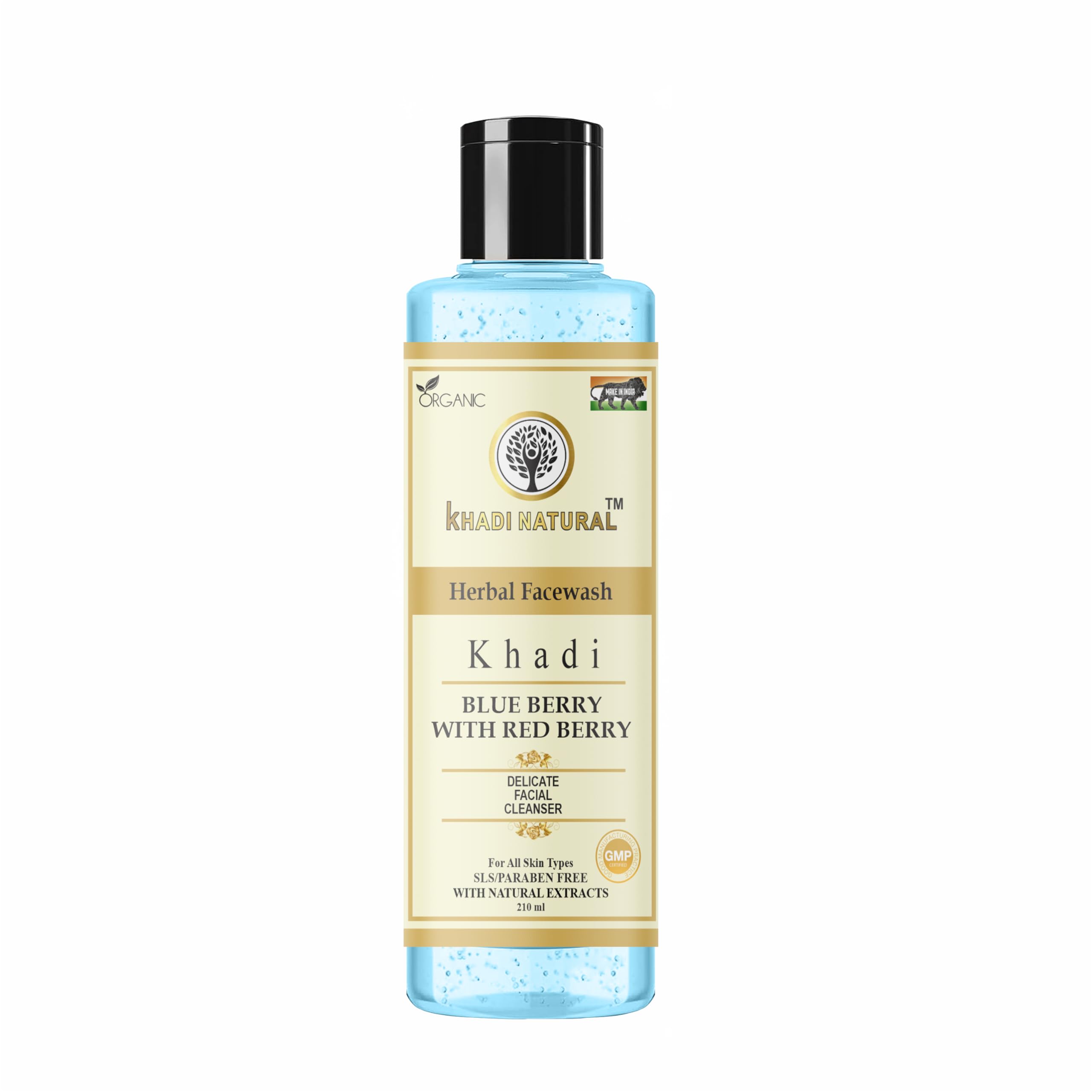 Khadi Natural Herbal Blueberry & Red Berry Face Wash for Men & Women - 210ml | Gentle Cleansing for All Skin Types | Perfect for Daily Skincare Routine