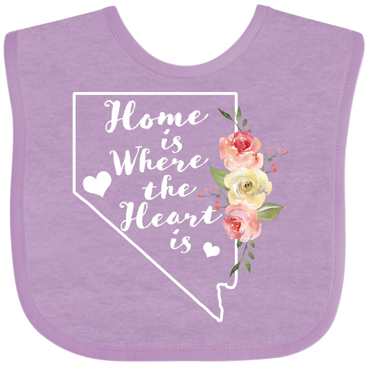 Inktastic Nevada Home Is Where the Heart Is Watercolor Floral Baby Bib - Soft Cotton Drool Bib for Newborns & Infants - Perfect for Feeding, Teething & Photo Shoots