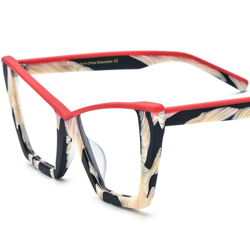 CCspace Unisex Full Rim Big Square Acetate Eyeglasses 57161 - Stylish & Durable Eyewear for Men & Women - Perfect for Work, Reading & Fashion Accessories