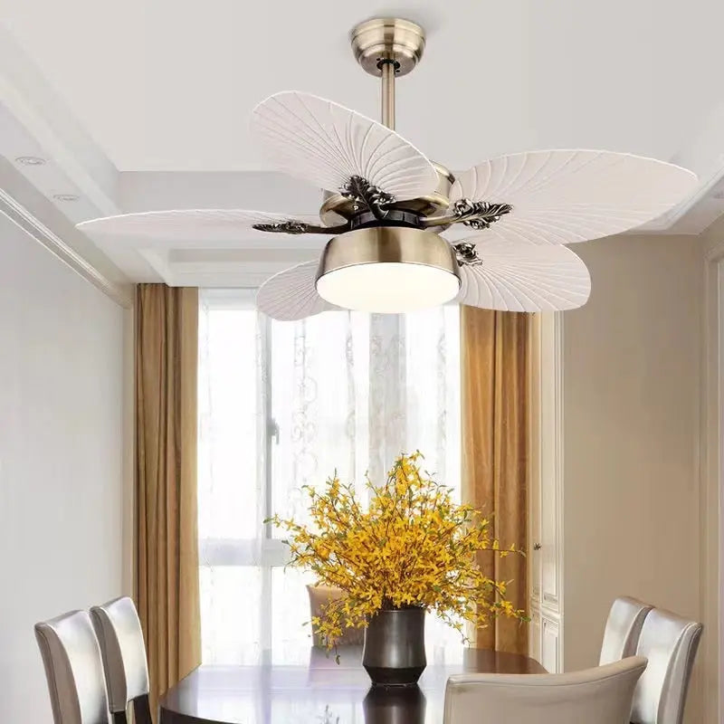 Noreen 52 Inch Leaf Ceiling Fan with Remote Control - Modern Indoor/Outdoor Ceiling Fan with LED Light - Perfect for Living Room, Bedroom, Patio and Office