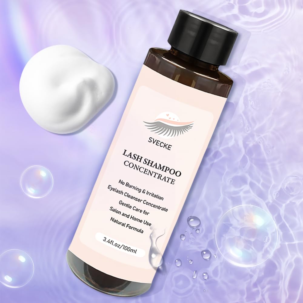 Lash Shampoo Concentrate 100ml - Oil-Free Eyelash Cleanser with Brush for Lash Extensions | Perfect for Daily Lash Care