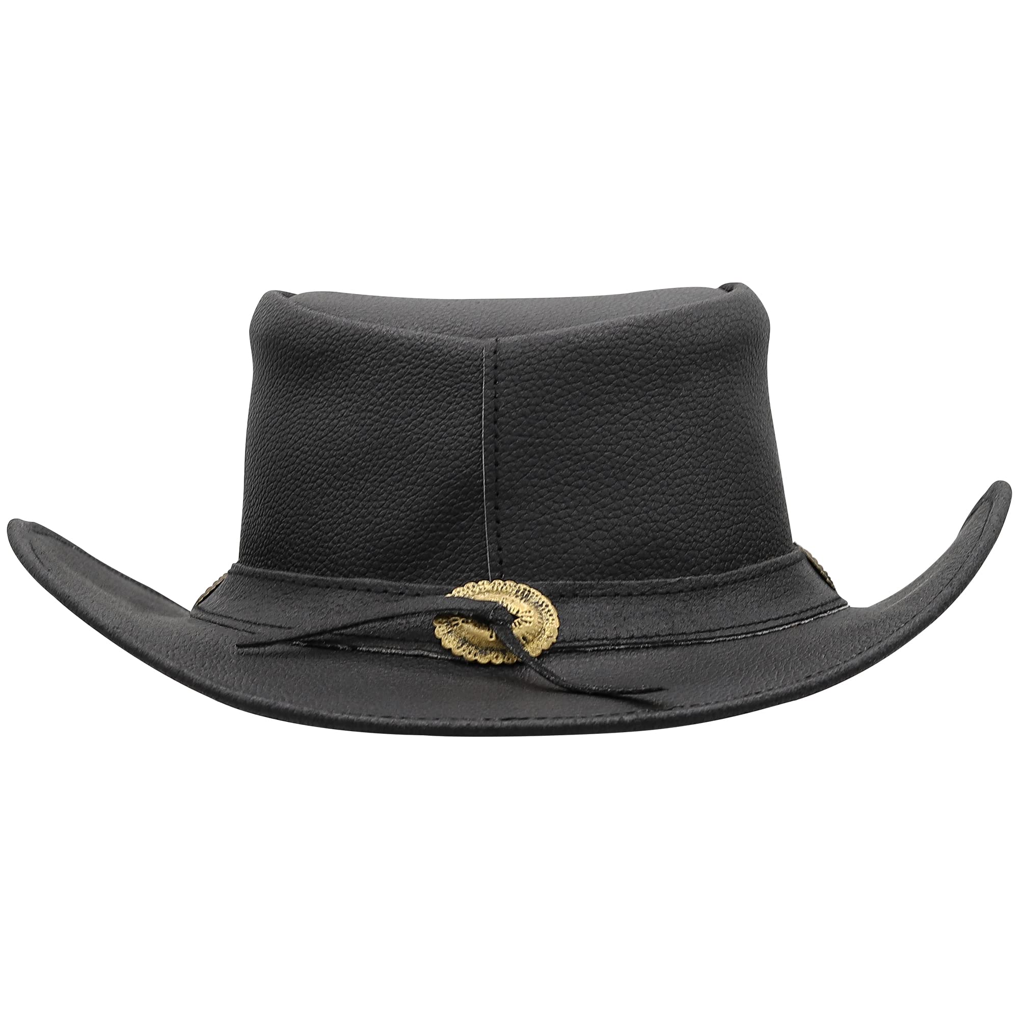 Shapeable Leather Cowboy Hat for Men & Women - Wide Brim Western Outback Hat with Adjustable Fit - Perfect for Rodeo, Country Music Festivals & Outdoor Adventures