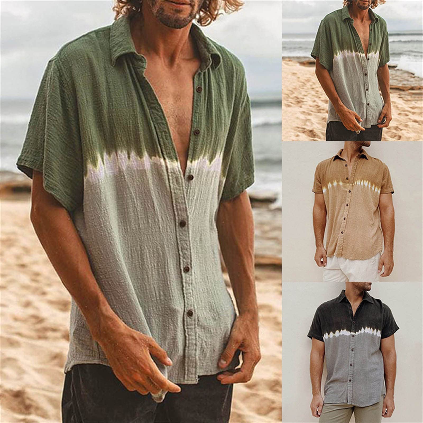 Men's Linen Short Sleeve Shirt - Breathable Cotton Blend Casual & Business Shirt for Summer | Regular Fit Beach Shirt in Black, Size XL | Perfect for Vacation, Office Wear & Outdoor Activities