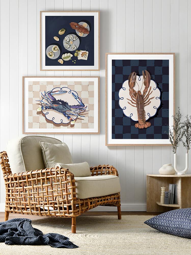 Deep Blue Framed Art Print for Family Gathering - Elegant Wall Decor for Living Room, Bedroom & Office