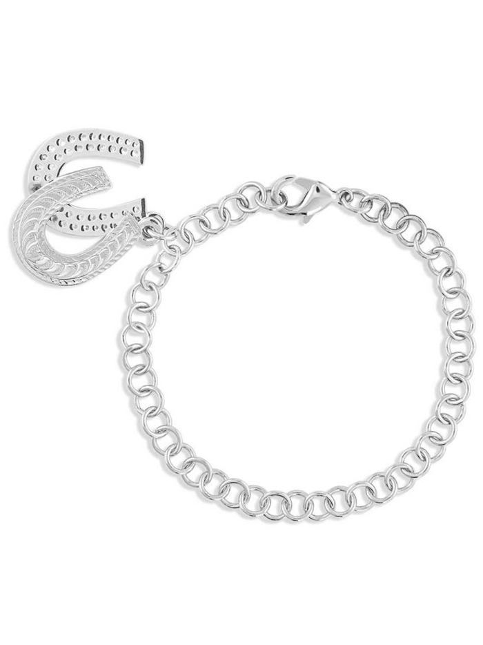 Montana Silversmiths BC5165 D Women's Country Charm Horseshoe Bracelet in Sterling Silver - Perfect for Western Fashion & Cowgirl Style Accessories