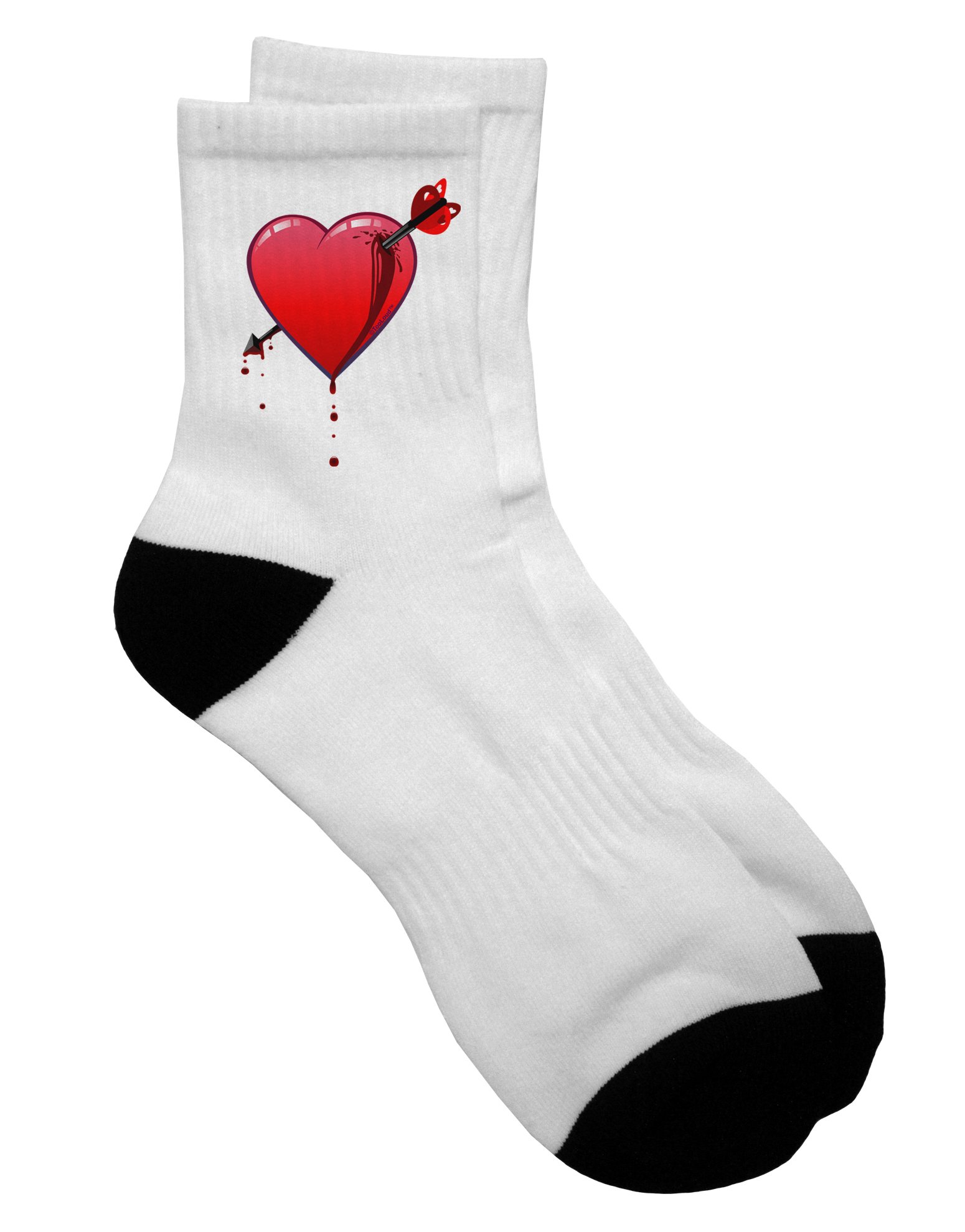 TooLoud Shot Through the Heart Bleeding Adult Short Socks - Fun Novelty Socks for Men & Women - Perfect for Valentine's Day Gifts, Couple Outfits and Themed Parties