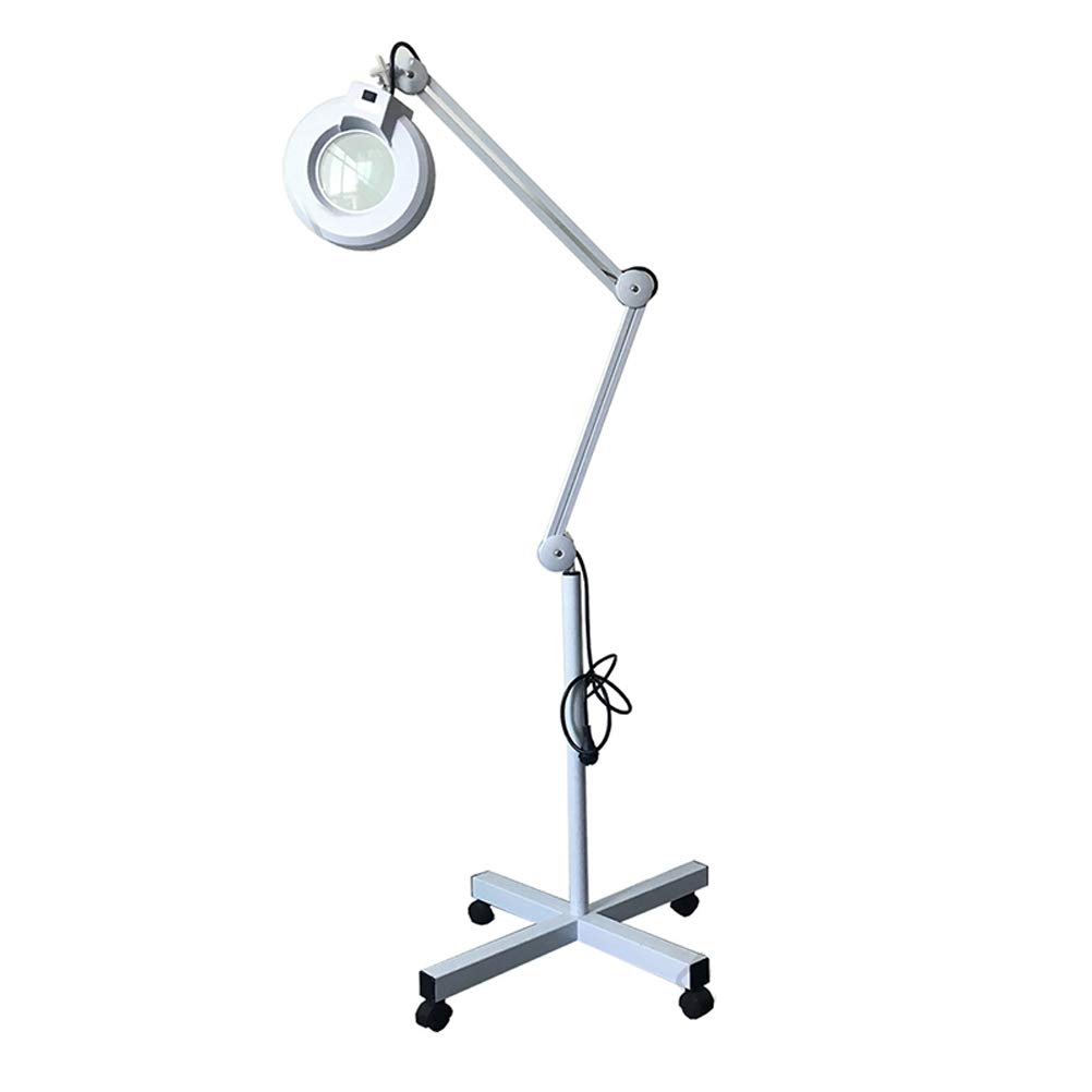 8X LED Magnifying Lamp with Cold Light - Adjustable Wheel Base for Nail Art, Tattoo & Beauty - Shadowless Folding Magnifier for Precision Work - Perfect for Salon, Home & Professional Use