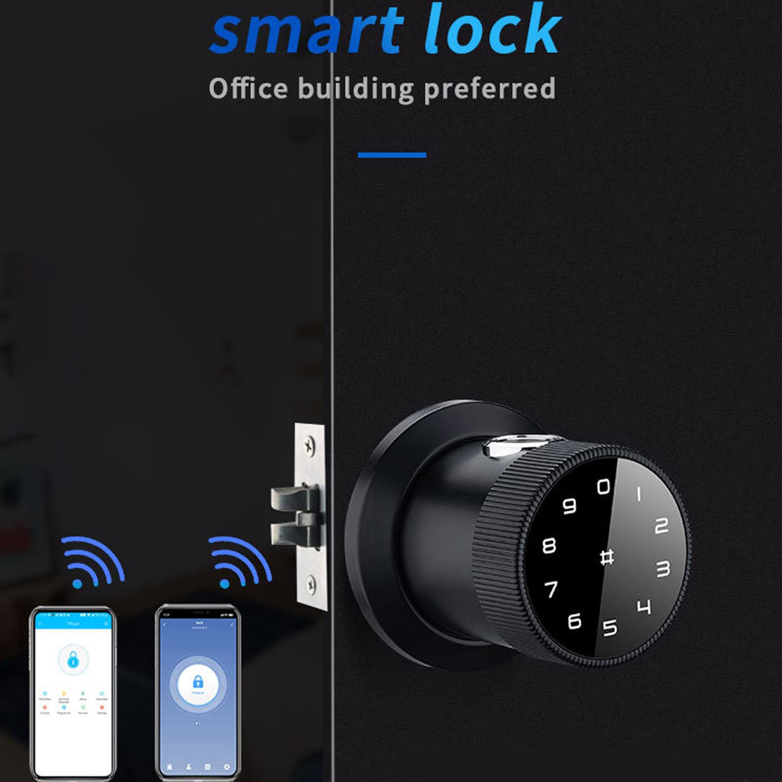 Smart Fingerprint Door Lock - Bluetooth, Mobile App, PIN Code, Key & Card Access - Touchscreen Digital Entry for Home, Hotel & Office - Secure & Convenient Smart Lock for Front Doors, Apartments & Vacation Rentals