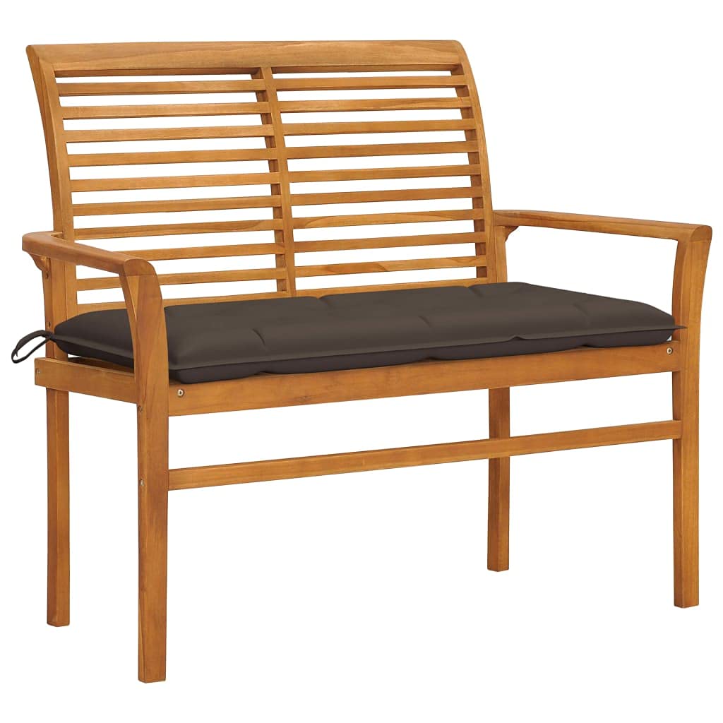 Premium Teak Wood Patio Bench with Taupe Cushion - 44.1