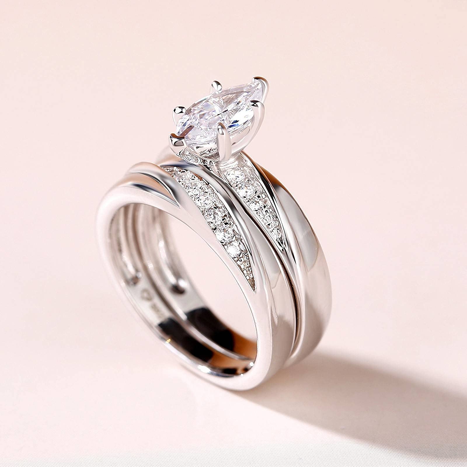 Jeulia 925 Sterling Silver Wedding & Engagement Rings for Women - 1.6ct Main Stone + 0.32ct Side Stones, Bridal Set for Anniversary, Promise, Proposal (Perfect for Romantic Occasions & Special Moments)