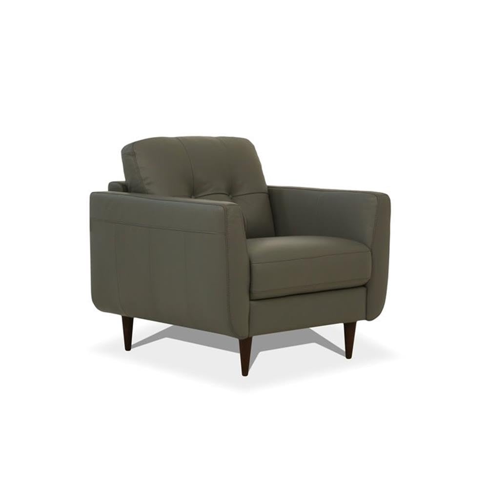 Acme Radwan Tufted Leather Accent Chair in Pesto Green - Modern Living Room Furniture for Home Office & Lounge Decor
