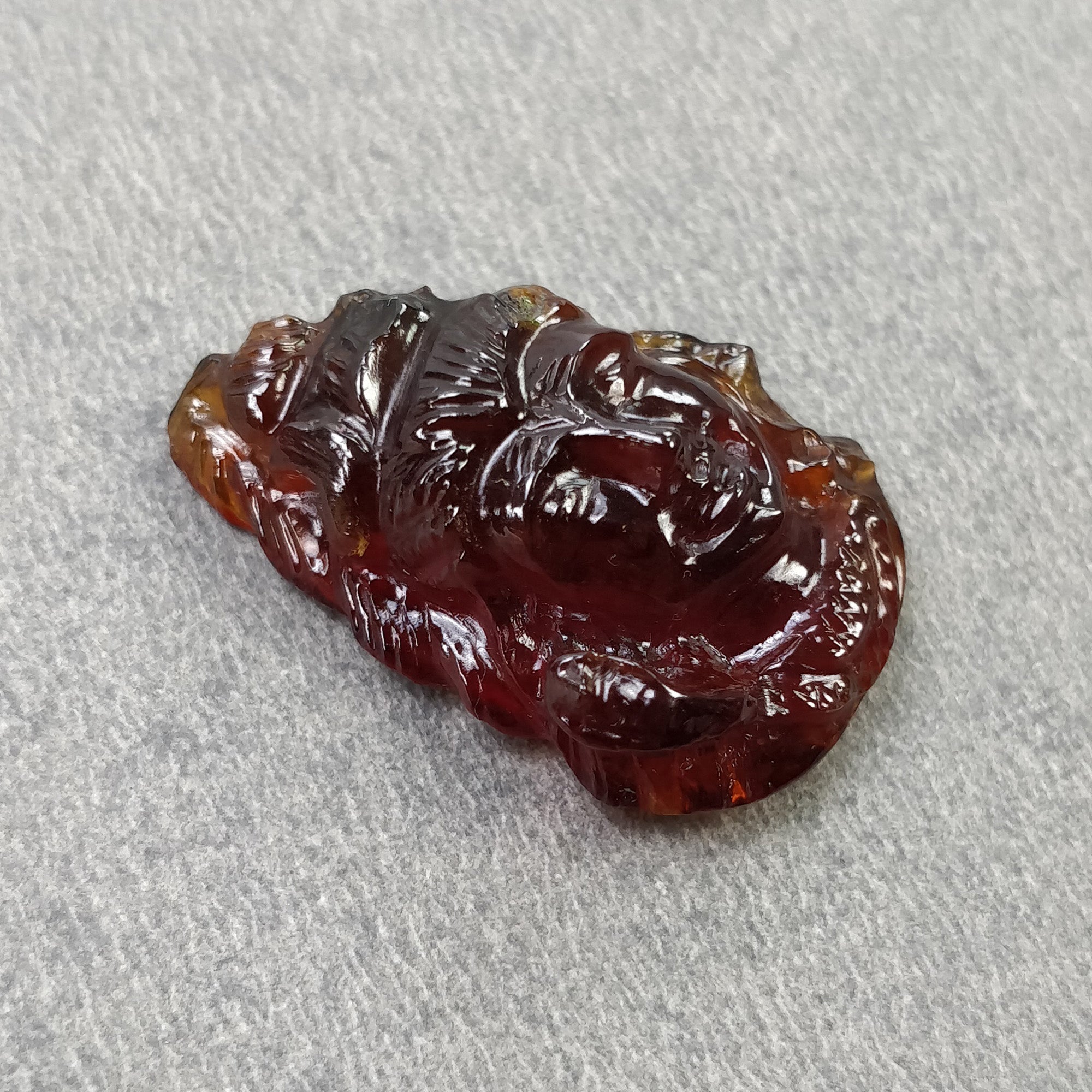 Natural Hessonite Garnet Gemstone Carving - 30.90cts Untreated Hand Carved Lord Shiva Statue 28x18mm | Spiritual Meditation, Yoga Decor, Hindu Altar Gift (With Video)