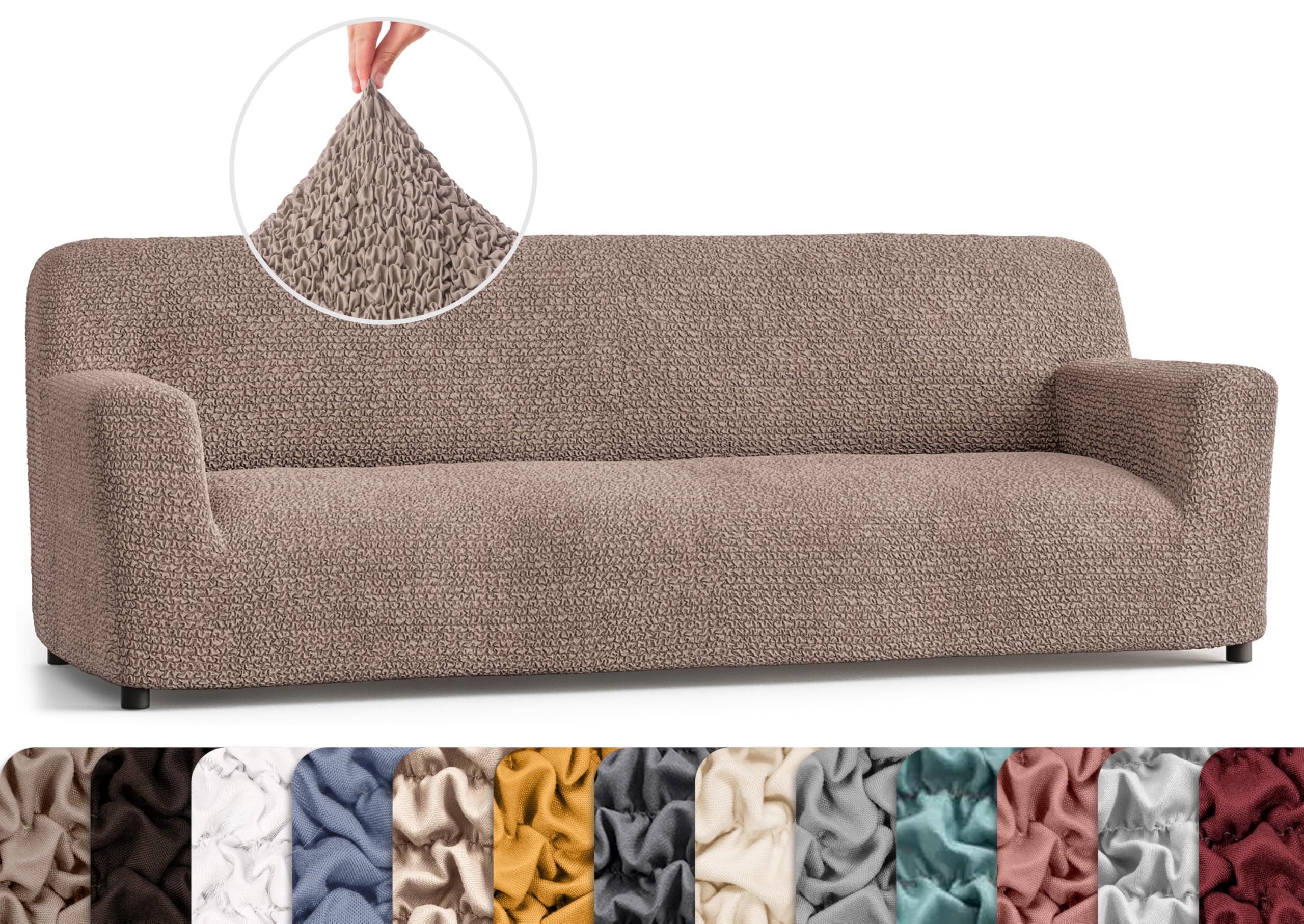 PAULATO BY GA.I.CO Stretch Sofa Slipcover - Washable Couch Cover with Soft Polyester Fabric - 1-Piece Form Fit Protector for Pets - Microfiber Collection in Marsala Color - Perfect for Living Room Furniture Protection & Style Upgrade
