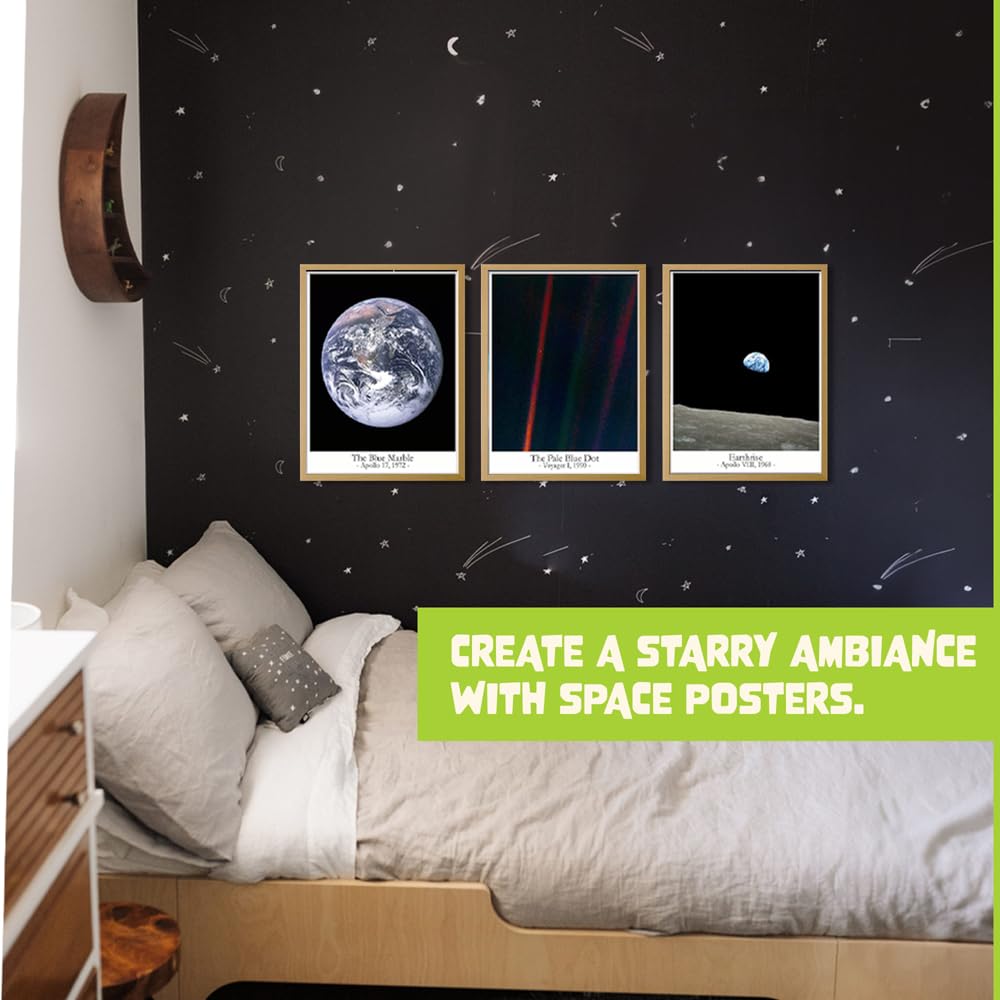 Earthrise from the Moon Wall Art - Pale Blue Dot Space Poster | Galaxy & Planet Decor for Bedroom, Home Office | Trendy Astronomy Print (11x14 inches) - Perfect for Space Enthusiasts & Modern Interior Design
